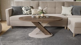 Mazzoni LOXA ovális dohányzóasztal Elegant Dió / Taupe Bézs - DOHÁNYZÓASZTAL 120x65 cm