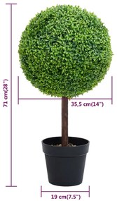 zöld gömbalakú cserepes műpuszpáng 71 cm
