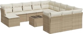 vidaXL 13 részes bézs polyrattan kerti ülőgarnitúra párnákkal