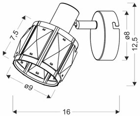 Fali spotlámpa DUBAI 1xE14/40W/230V fekete/arany