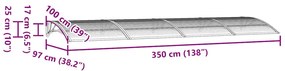 fekete polikarbonát ajtóelőtető 350 x 100 cm