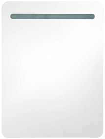 fényes fehér LED-es tükrös fürdőszobaszekrény 60 x 11 x 80 cm