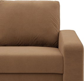 Zeus sarokkanapé, 2 ágyneműtartóval, döntött kartámasz, szövet anyag, univerzális oldal, bonell töltet, barna