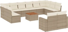 vidaXL 13 részes bézs polyrattan kerti ülőgarnitúra párnákkal
