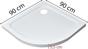 Modena Slim íves alacsony akril zuhanytálca 90x90 cm