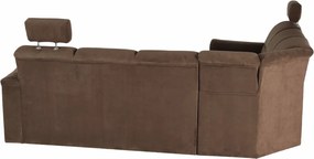 Kinyitható ülőgarnitúra, barna szövet, balos, SANTIAGO