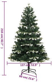 csuklópántos műkarácsonyfa hóval 210 cm
