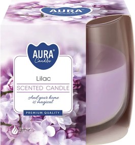 Illatgyertya üvegben dekoratív lila égési idő sn71-38