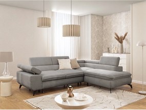 Világosszürke zsenília sarokkanapé (jobb oldali-L alakú) Marbeya – Ropez