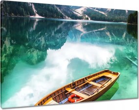 Vászonkép 100x70 Csónak a hegyi tavon