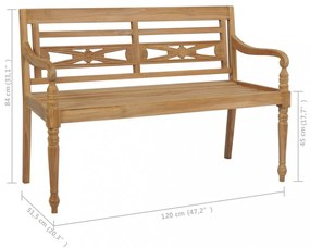 tömör tíkfa Batavia pad piros párnával 120 cm