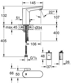 GROHE 36366002 - GET E elektronikus mosdócsaptelep, fényes króm