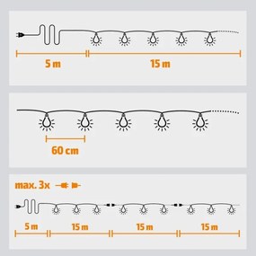 Brilagi - LED Kültéri dekoratív lánc GIRLAND 25xE12 20m IP44 hideg fehér