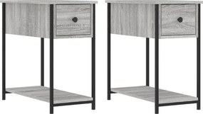 vidaXL 2 db szürke-sonoma színű szerelt fa éjjeliszekrény 30x60x60 cm