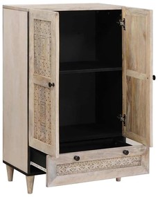 Magasfiú fiókkal polcokkal Fehér 60 x 33 x 100 cm tömör mangófa