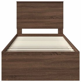 vidaXL Ágykeret fejtámlával Barna Tölgy 100 x 200 cm Tömör fenyőfa
