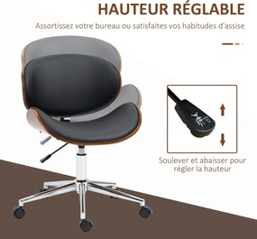 Vinsetto Vintage Stílusú Magasságban Állítható Irodai Szék 360°-ban Forgó Üléssel Krómozott Fából Készült Populus Szintetikus Borítással 53L x 53W x 7