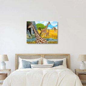 Kép - zsiráf család (üvegen) (70x50 cm)