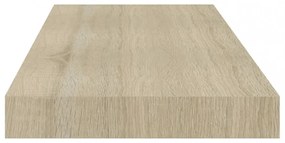 2 db tölgyszínű MDF lebegő fali polc 60 x 23,5 x 3,8 cm