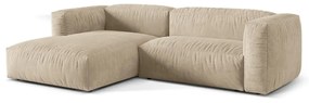 Bézs bársony moduláris sarokkanapé (bal oldali-heverő résszel) Martina – Micadoni