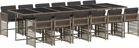 vidaXL 13 részes szürke polyrattan kerti ülőgarnitúra párnákkal