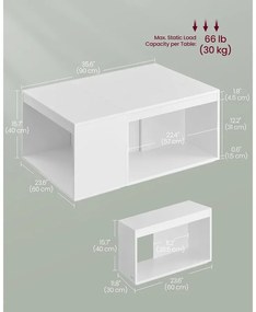Személyre szabható dohányzóasztalok, 3db-os asztal szett, fehér