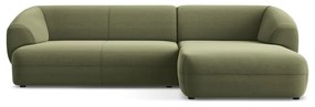 Zöld bársony sarokkanapé (jobb oldali) Moana – Makamii