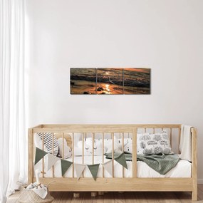 Kép - Naplemente az óceán mellett (órával) (90x30 cm)