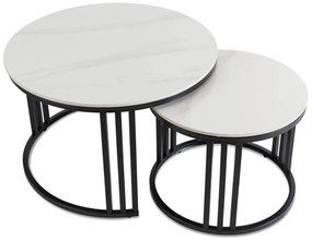 Dohányzóasztal szett Fehér márvány/Fekete Színben. JERRY