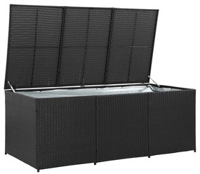 Fekete polyrattan kerti tárolóláda 180 x 90 x 70 cm