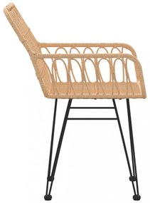 2 db fekete PE rattan karfás kerti szék 56 x 64 x 80 cm