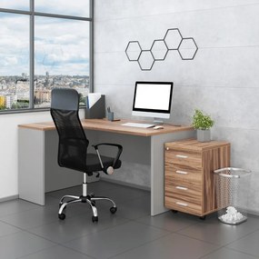 Irodabútor garnitúra SimpleOffice 2, 140 cm, bal, dió / szürke