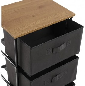 Intenso Home komód 3db szövet fiókkal 40x68cm | Fekete - arany tölgy vászonfiókos tároló