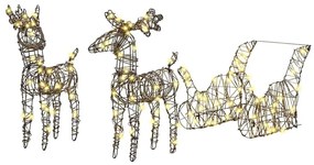 Rénszarvas húzta szán Meleg fehér 52.5 x 28 x 32.5 cm Rattan