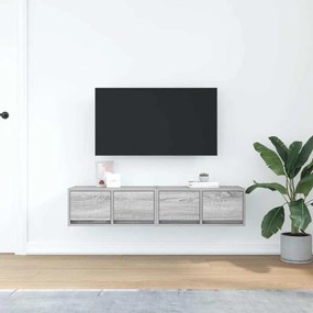 2 db szürke sonoma szerelt fa fali TV-szekrény 60x31x25,5 cm