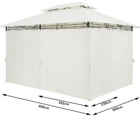 Casaria® Kerti pavilon Topas 4x3 - krém