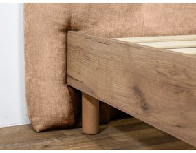 Világos rózsaszín kárpitozott franciaágy ágyráccsal 160x200 cm Kumo – Bobochic Paris