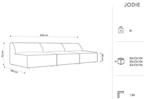 Sötétkék bársony kanapé 240 cm Jodie – Micadoni Home