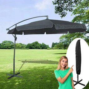 Nagy kerti napernyő állvánnyal, sötétszürke színben