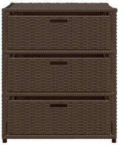 barna polyrattan kerti tárolószekrény 55 x 59 x 69 cm