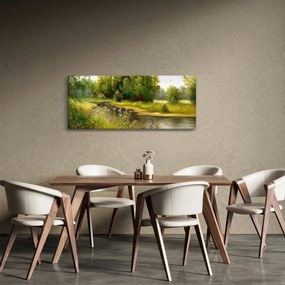 Kép - folyó az erdőnél, olajfestmény (120x50 cm)