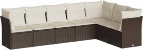 vidaXL 7 részes barna polyrattan kerti ülőgarnitúra párnákkal
