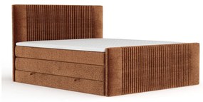 Narancssárga ágyneműtartós boxspring ágy 160x200 cm Bergamo – Maison de Rêve