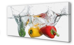 Canvas képek Színes paprika vízben 140x70 cm