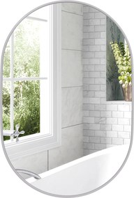 HOMCOM Ovális Fürdőszoba Tükör 60x90 cm Alumínium Kofferral Dísztükör Havonta vagy Függőlegesen | Aosom