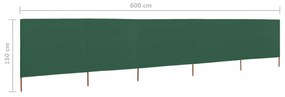 zöld 5 paneles szövet szélfogó 600 x 120 cm
