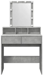 betonszürke fésülködőasztal LED-del 80 x 41 x 144,5 cm
