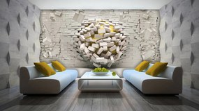 Fotótapéta - 3D-s fal egy labdával (152,5x104 cm)