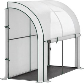 Outsunny Üvegház Roll-up Ajtóval, Téli Ellenálló Fólia Üvegház Acélból 200x80x157cm Fehér | Aosom