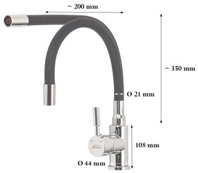 Corin álló mosogató csaptelep flexibilis kifolyócsővel szürke